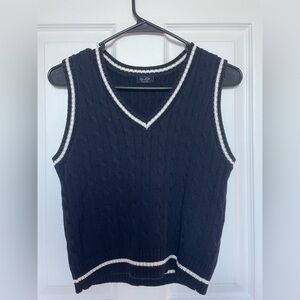 John Galt Navy Blue White Sweater Vest
